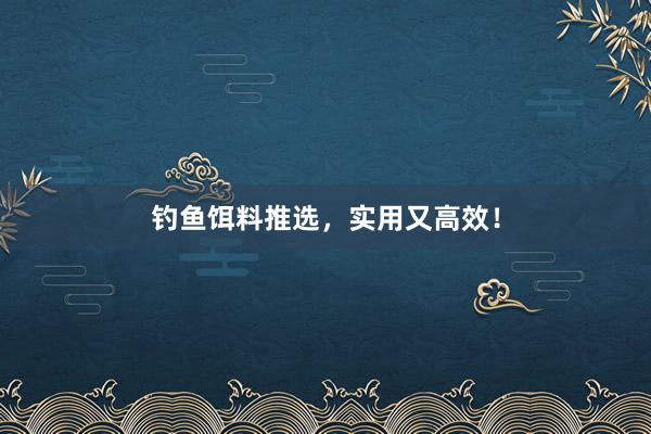 钓鱼饵料推选，实用又高效！